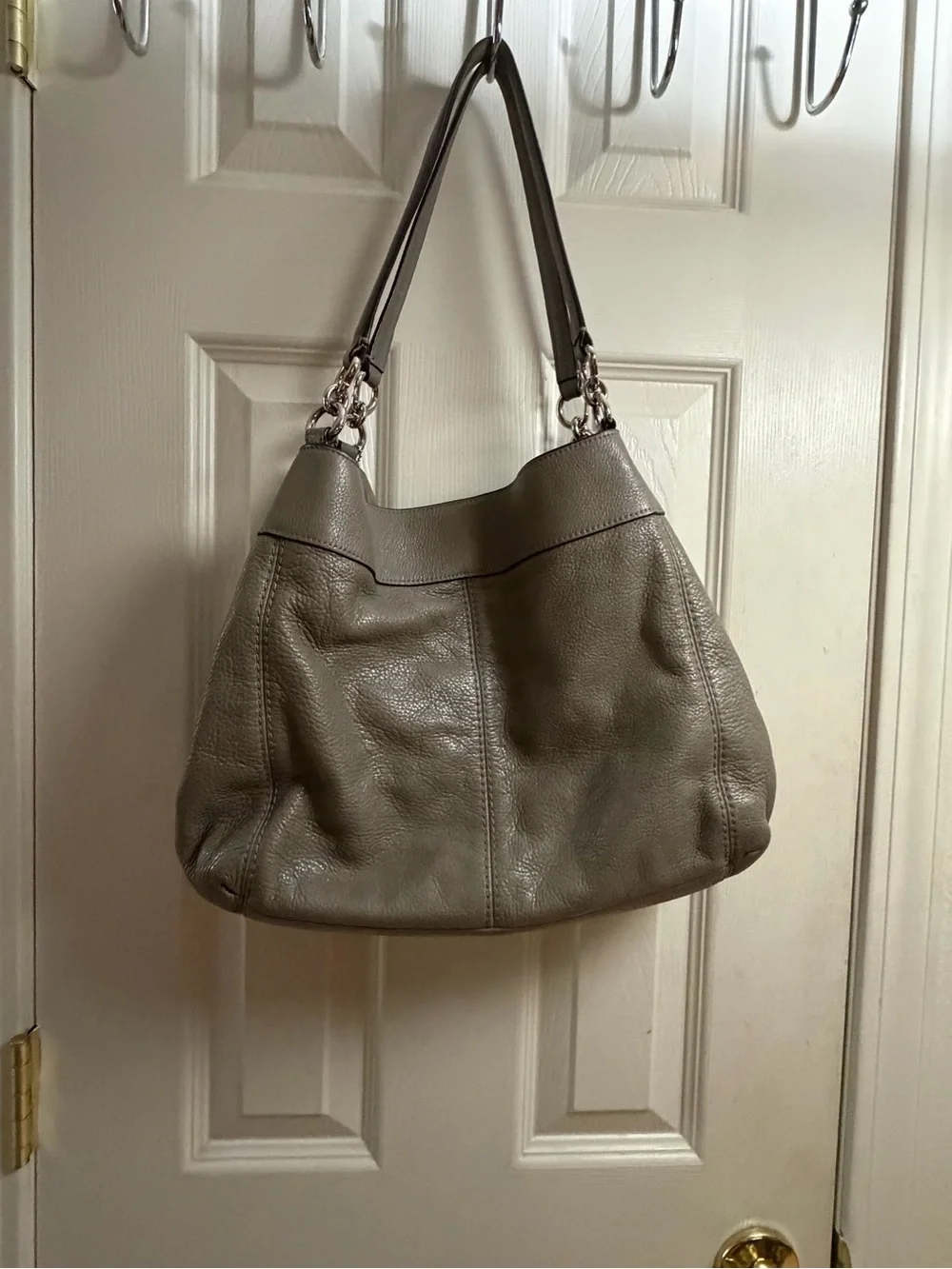 Coach Pebbled Leather Shoulder Bag in Gray